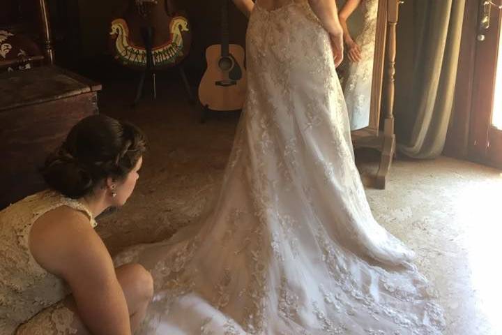 Bride in her wedding gown