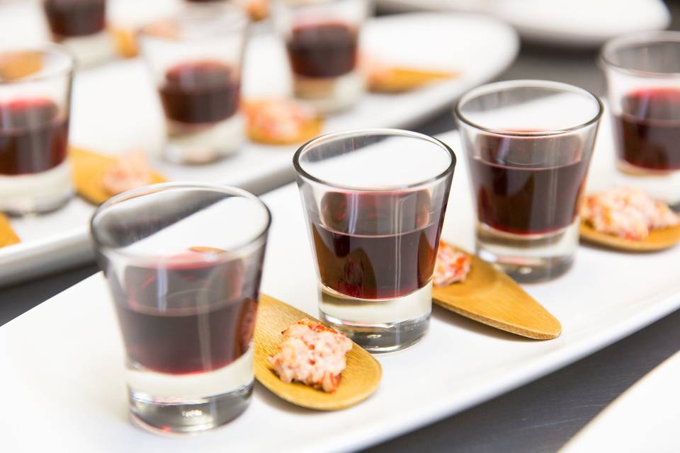 Lobster Salad with Sangria Shooter