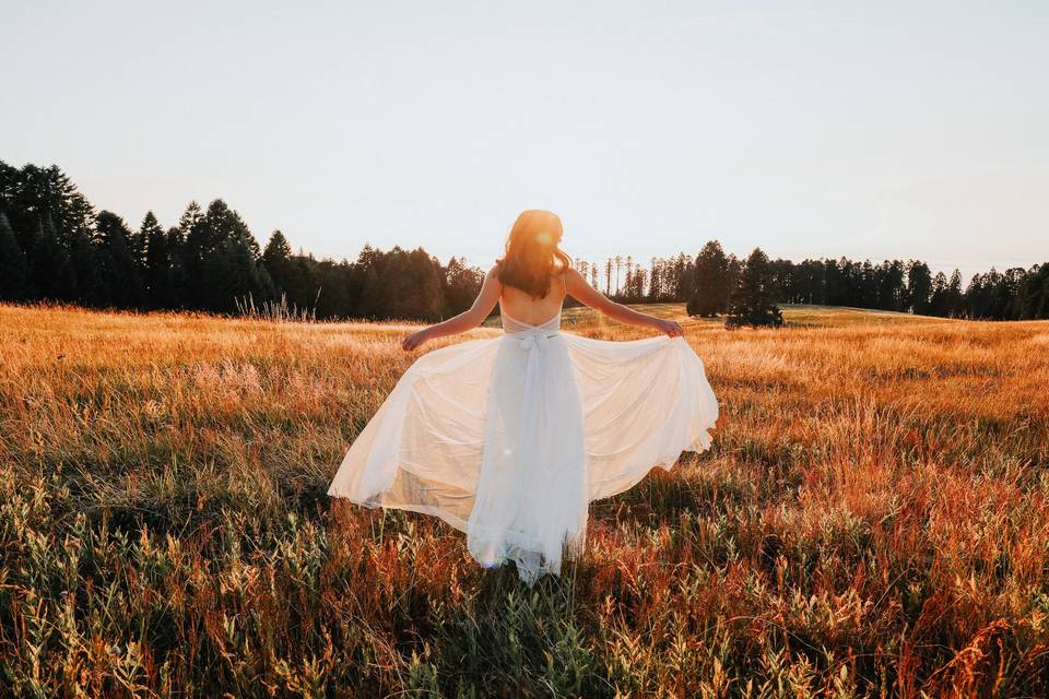 Bride at Sunset in Oregon