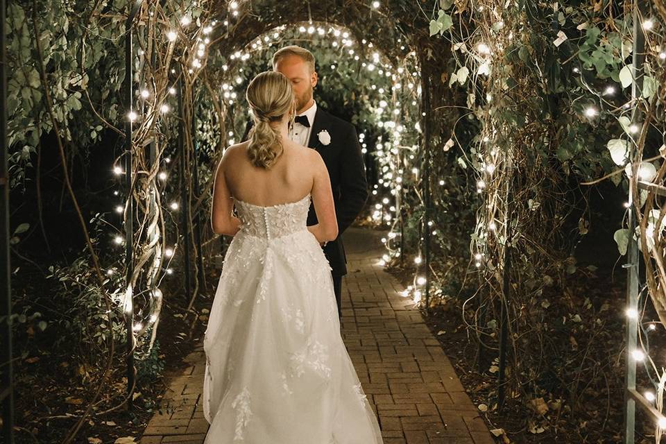 Wedding lights at night