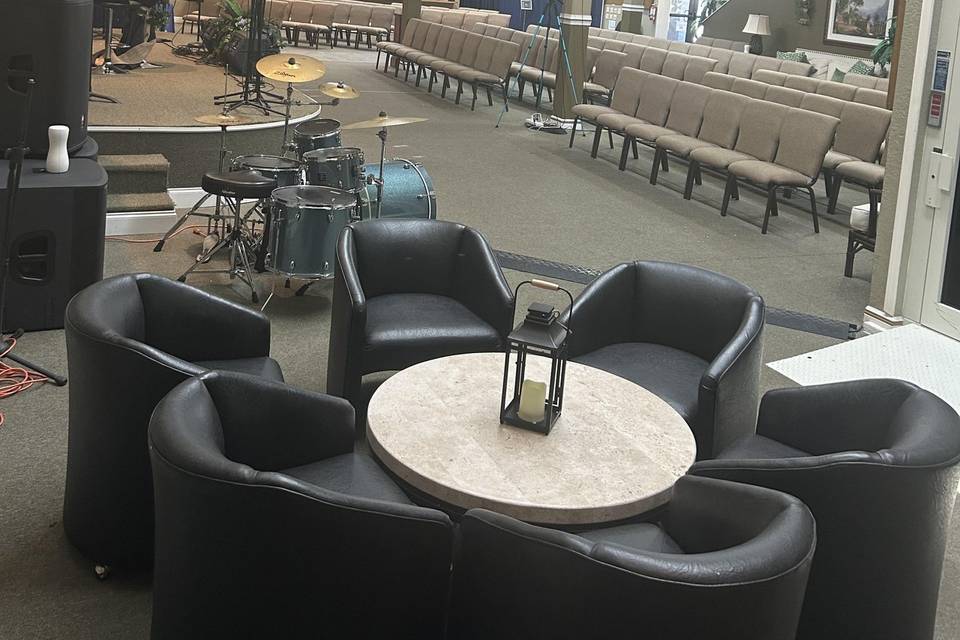 Seating area off to the side
