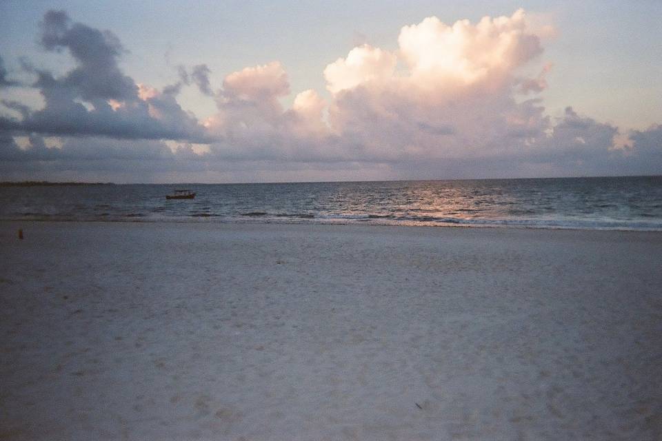 Resort beach at sunset