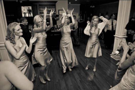 Dancing bridesmaids