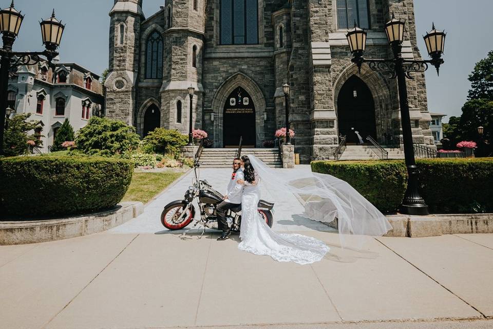 Motorcycles at church