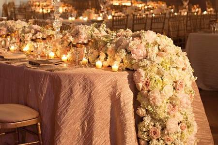 Table set up with flower centerpiece