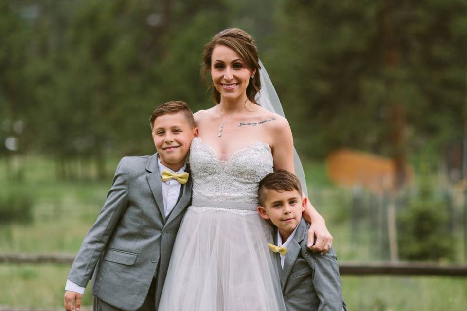 Bride with the boys
