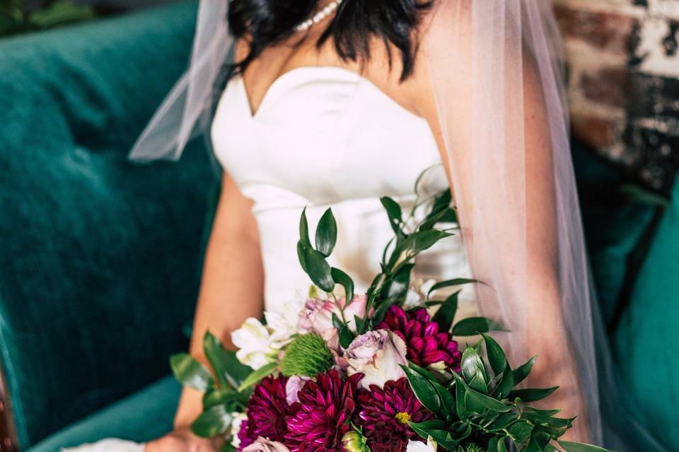 Bride with her bouquet