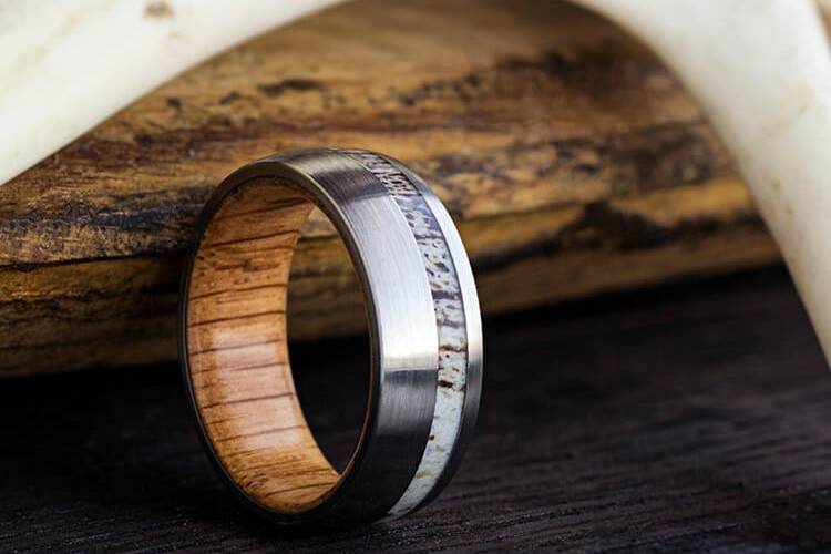 Men's Oak and Antler Ring