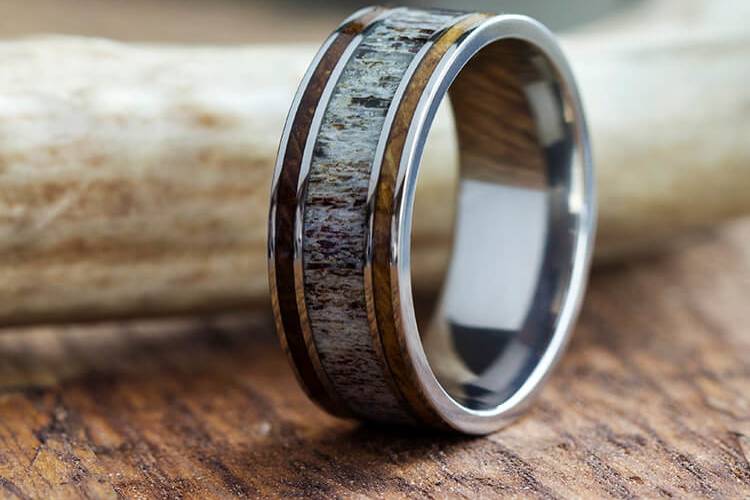 Men's Oak and Antler Ring