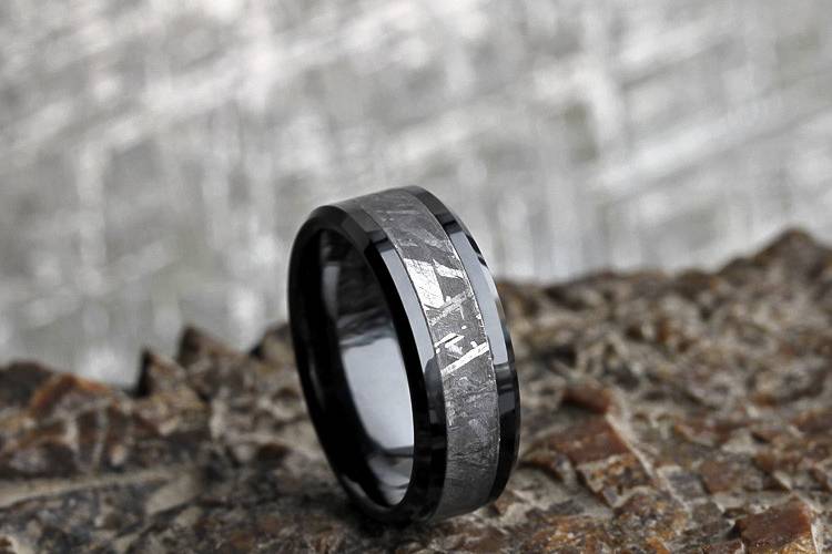 Black Meteorite Wedding Band