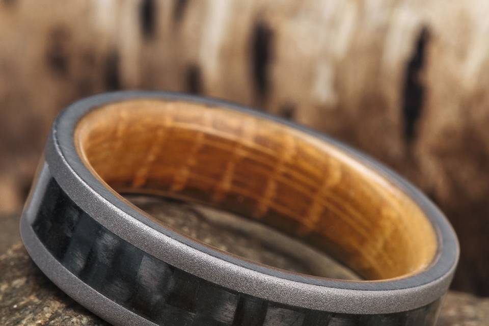 Meteorite Ring with Antler