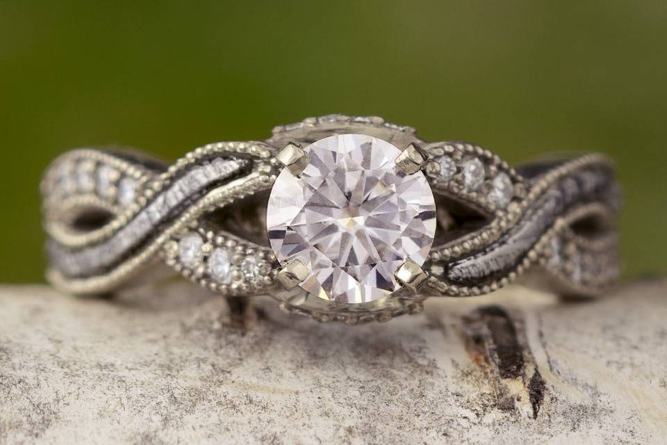 Moissanite & Meteorite Engagement Ring | Jewelry by Johan