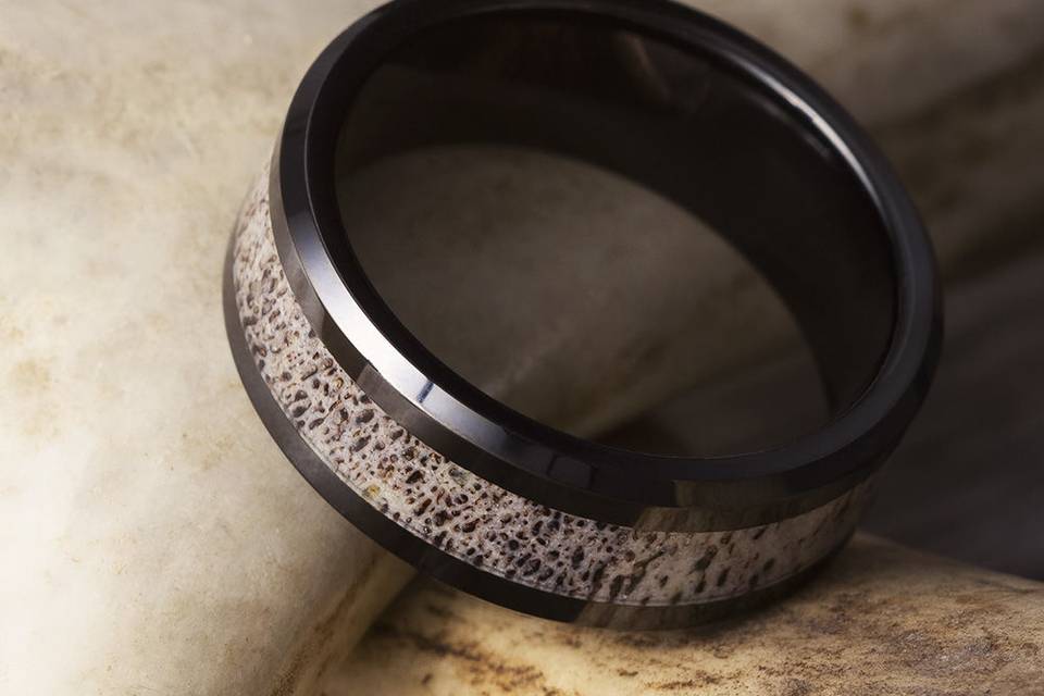 Black Ring with Antler