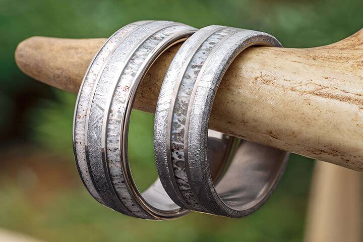 Meteorite and Antler Rings