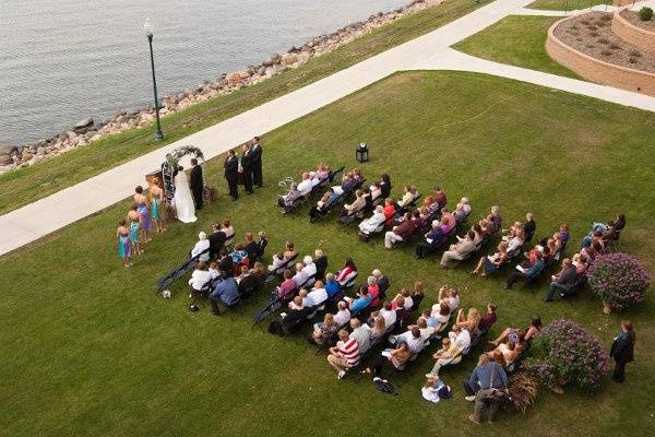 Areal shot of wedding ceremony