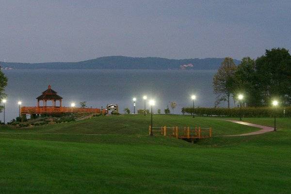 Gazebo overlooking Chesapeake Bay at night.  Photo by Bill Rettberg.