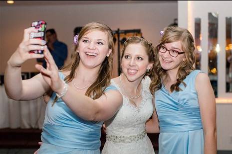 The bride with her bridesmaids