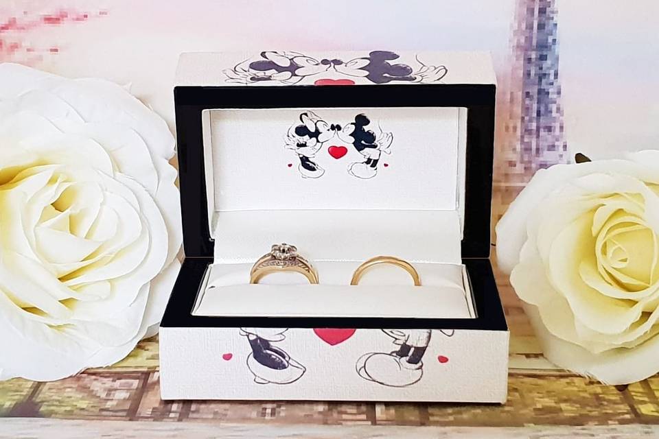 Double Wedding Ring Box / Mickey & Minnie Inspired / Disney Theme