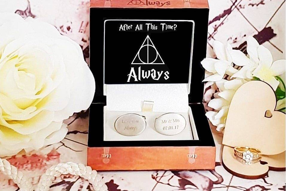 Cufflink Box / Harry Potter Inspired / Hogwarts Trunk / Matching Set