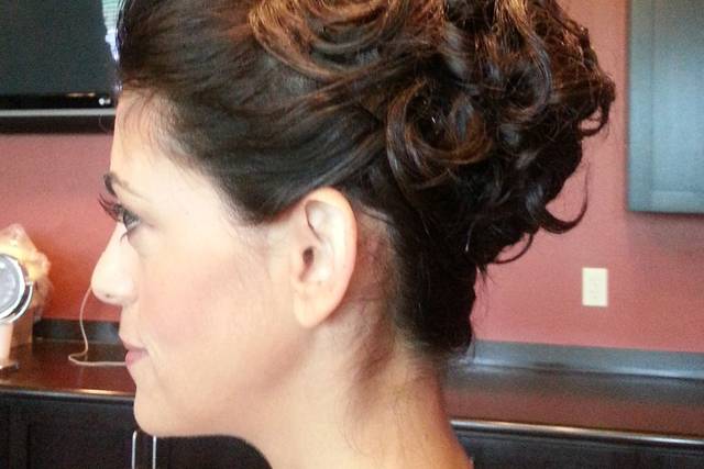 Curled wedding updo