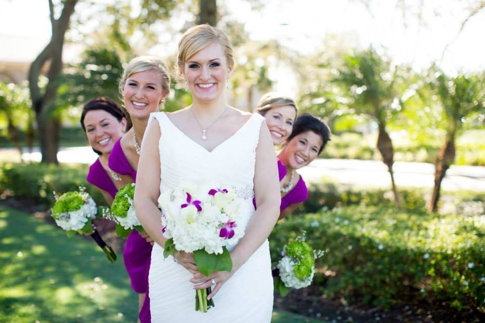 The bride with her bridesmaids