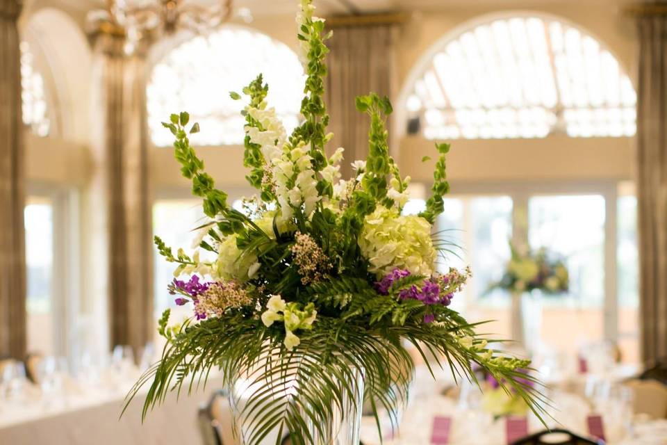 Table setup with centerpiece