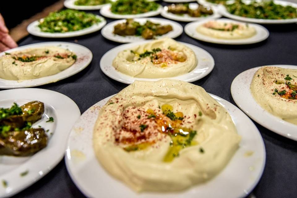 Plated Dinner / hummus & salad