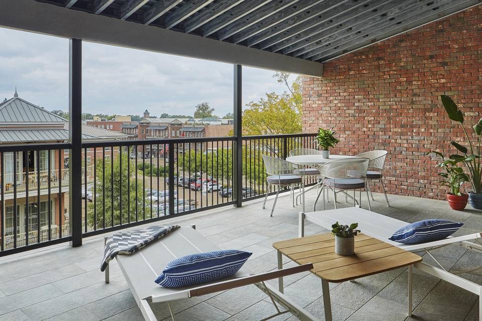 This suite includes a lovely private terrace at the Graduate Oxford in Oxford, Mississippi