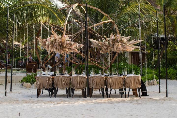 Under the palm trees
