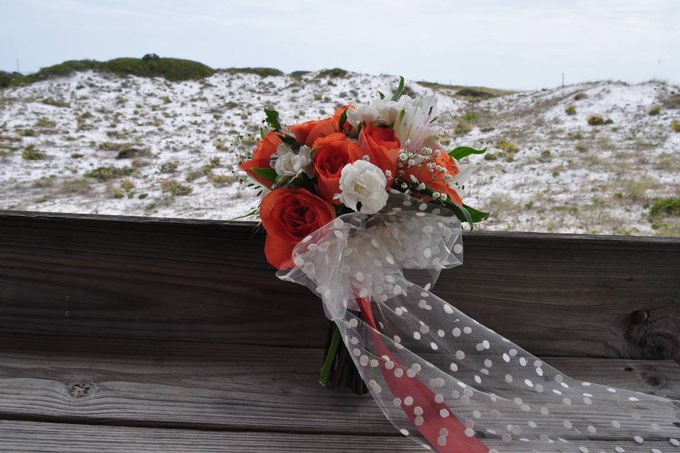 Coral and ivory bouquet