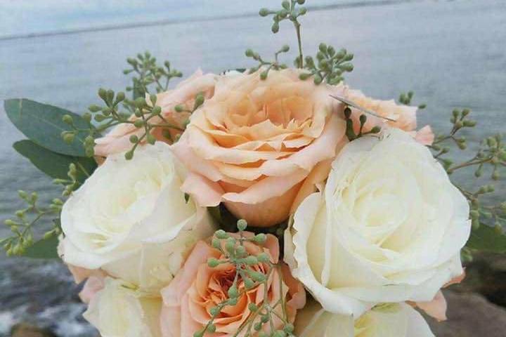 White and blush roses