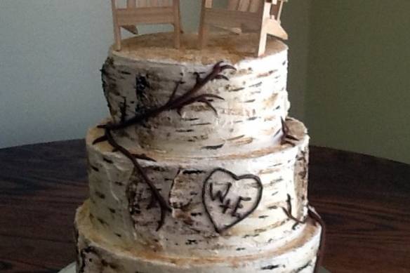 Tree bark inspired cake