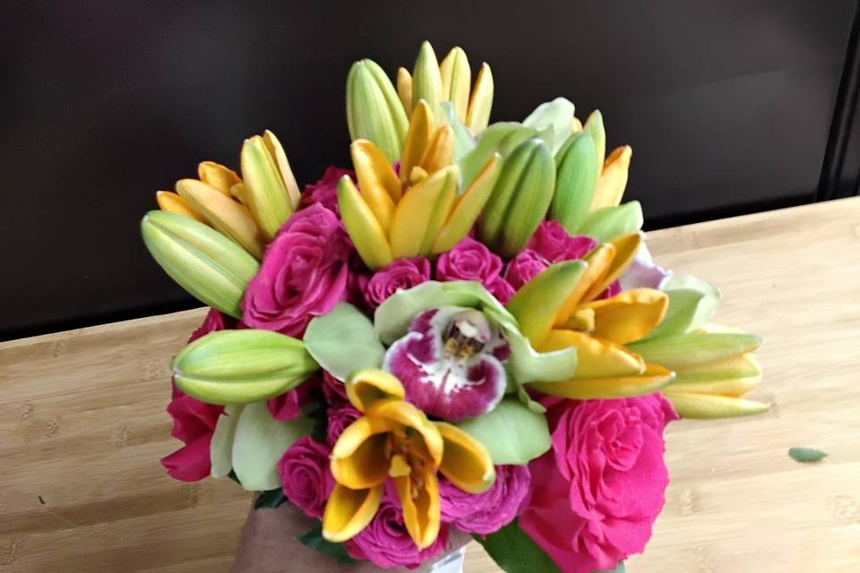 Tropical nosegay style bouquet