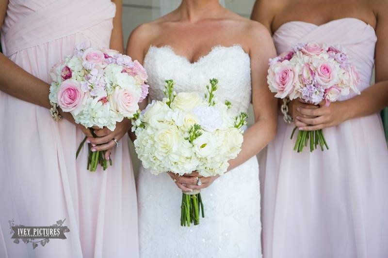 The bride with her bridesmaids