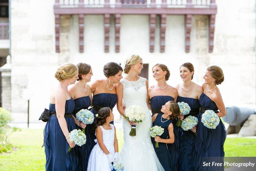 The bride with her bridesmaids