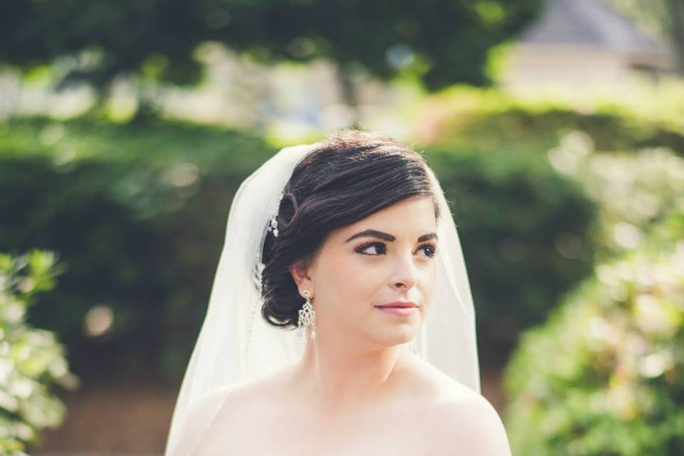 The bride holding her bouquet