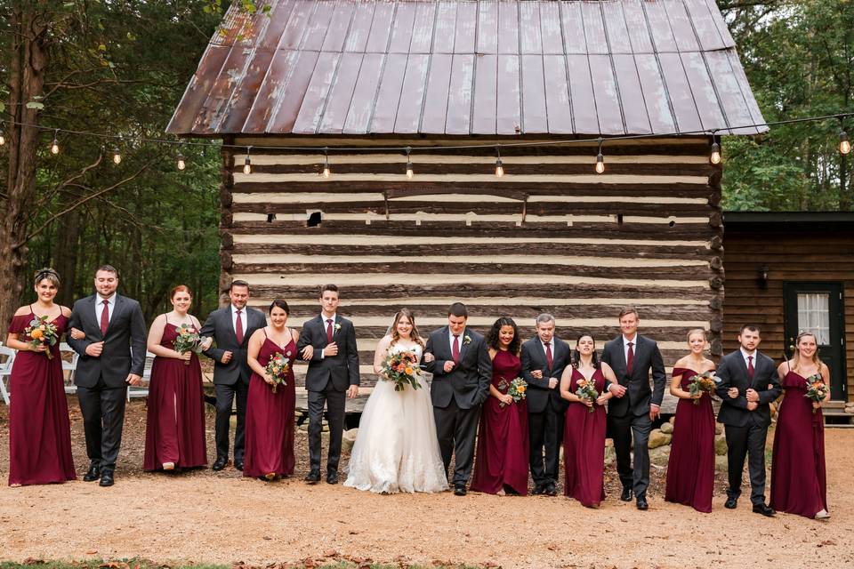 Wedding Party at Cabin Side