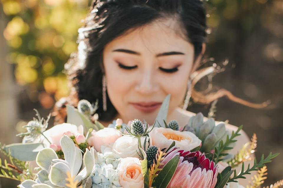 Colorful succulent bouquet