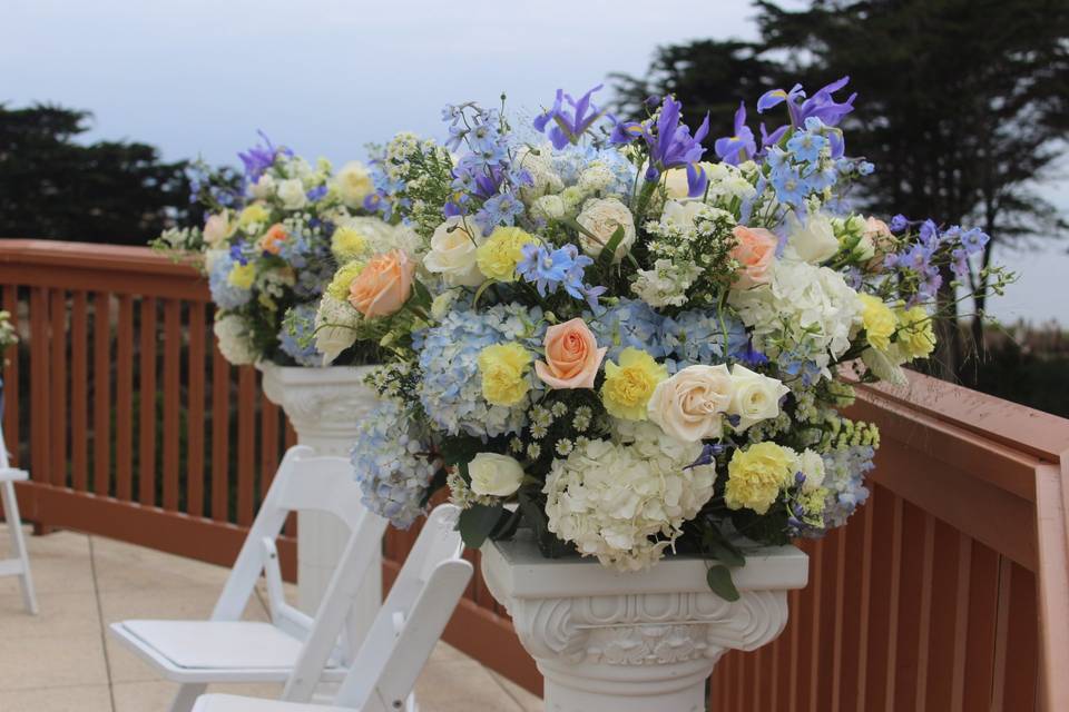 Light blue yellow arrangement