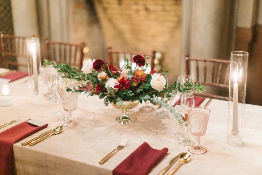 Burgundy centerpiece