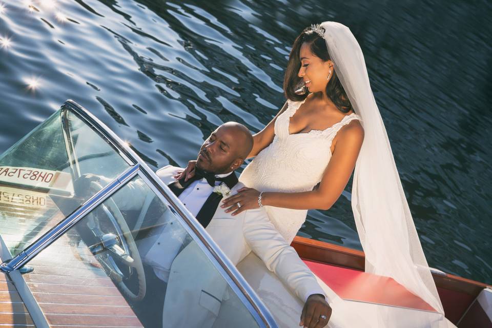 Husband and wife on a boat