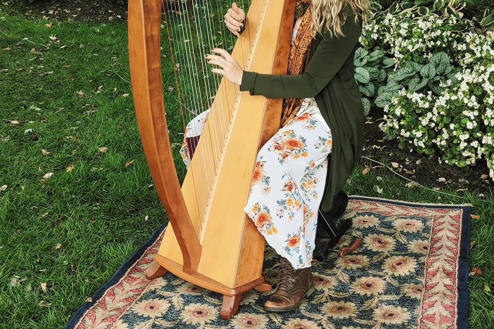 Harpist by the woods