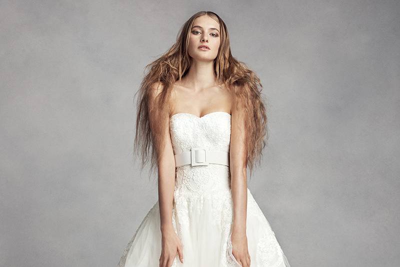 White by Vera Wang Style	VW351339	Tulle ball gown with sweetheart neckline, draped bodice, and tossed tulle skirt.
