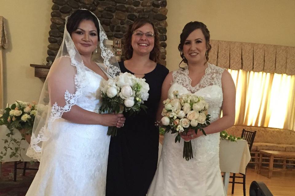 Officiant and the brides