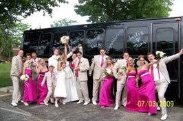 Limo bus with wedding party