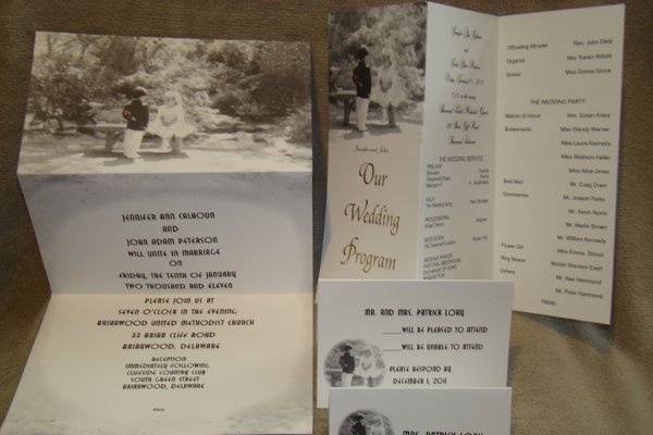 Wedding Invitations (P905)
Program (P8095)
Place cards
RSVP Cards (P9550)