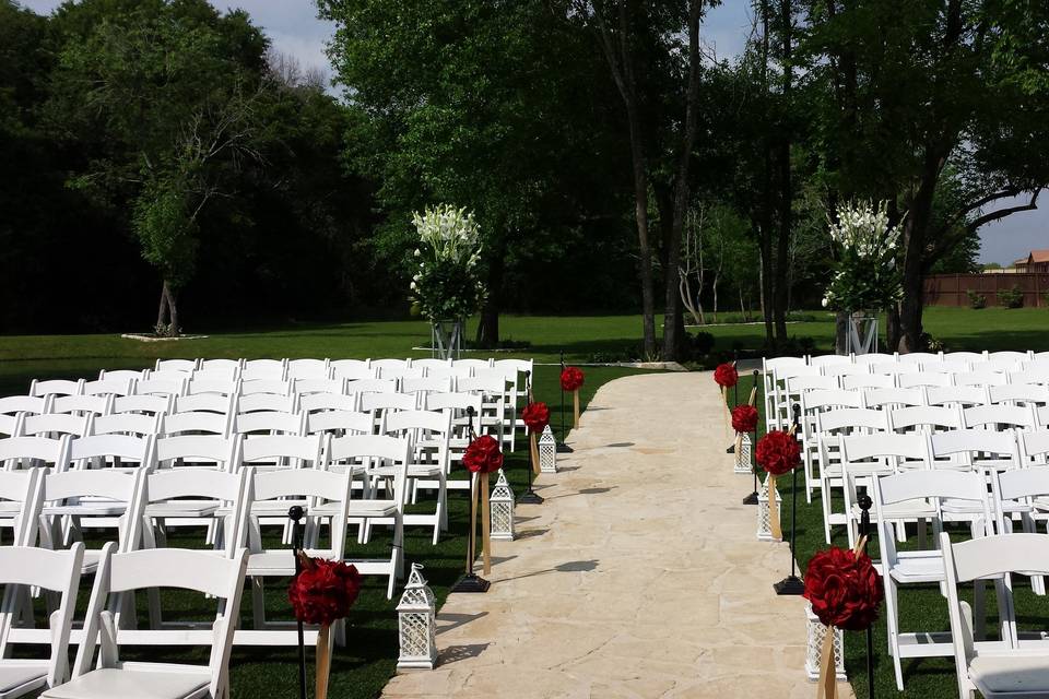 Outdoor wedding ceremony setting