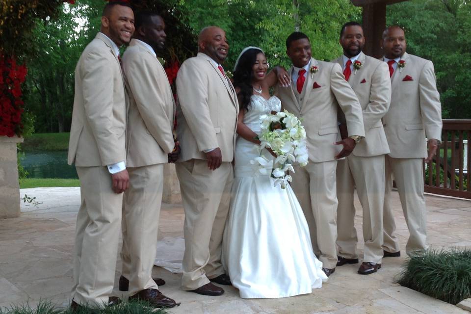 Bride with groomsmen