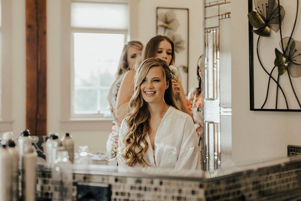 Bride getting ready