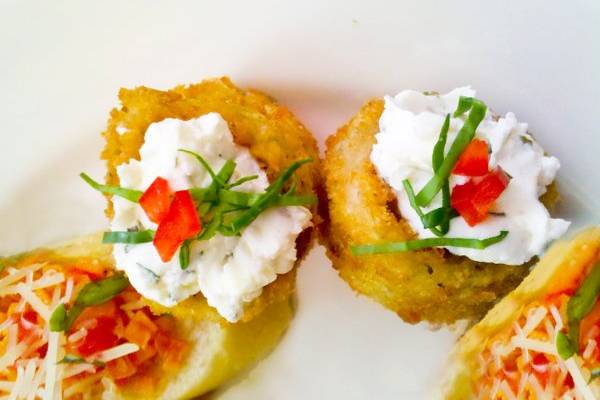 Fried Artichoke Hearts with Goat Cheese